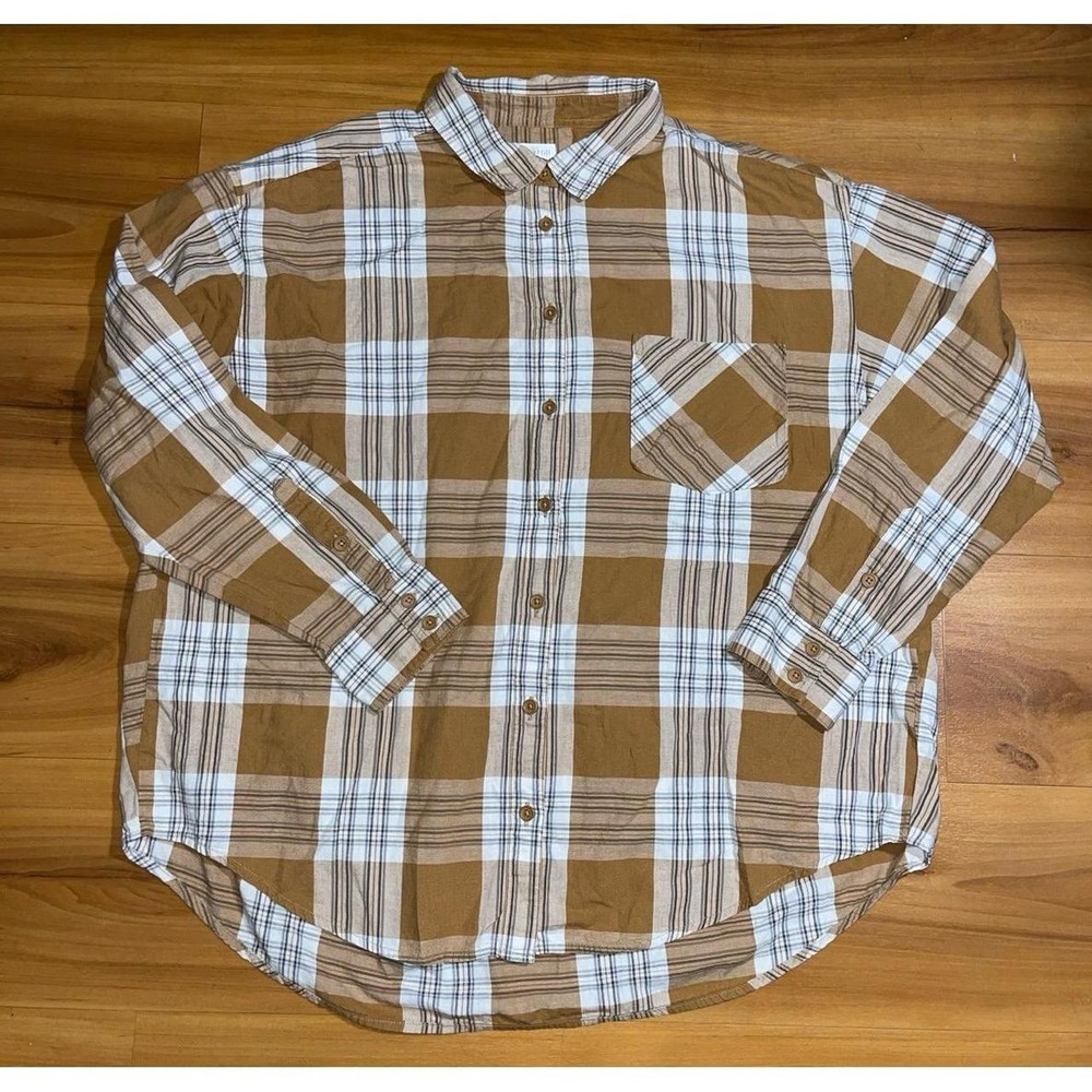 Womens Garnet Hill Plaid Button Up Long Sleeve Shirt